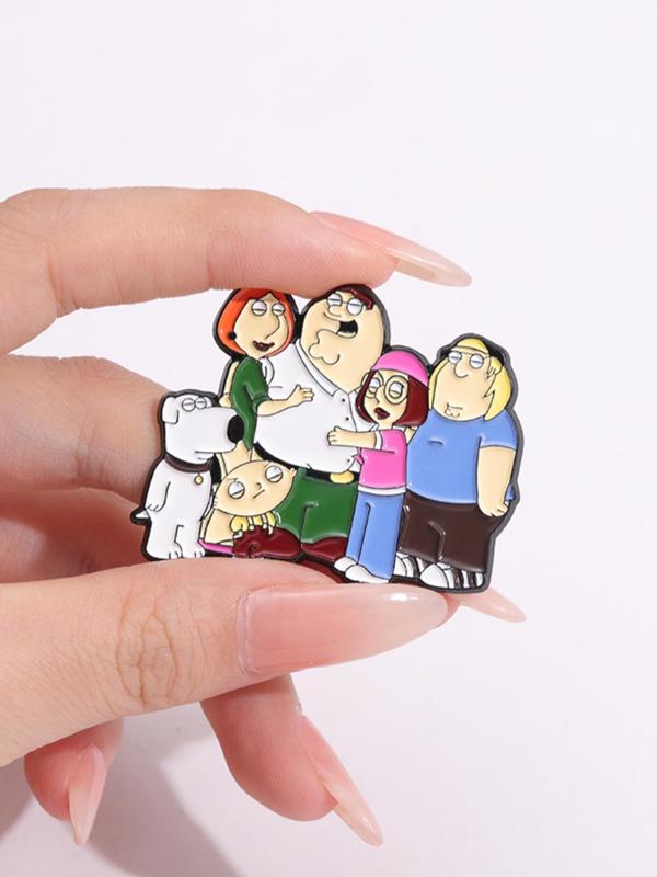 Cartoon Family Design Brooch, Cute Enamel Pin for Daily Clothing Decor, Trendy All-match & Exquisite Brooch for Birthday Gift