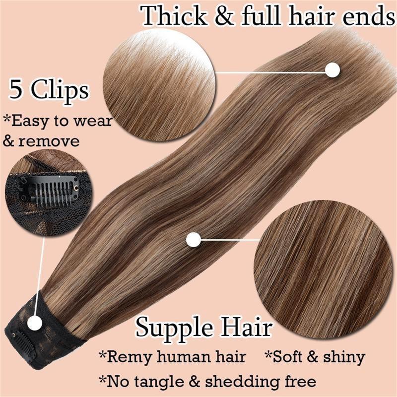 MY-LADY V-Shaped Clip In Human Hair Extensions 100% Remy Human Hair for Women