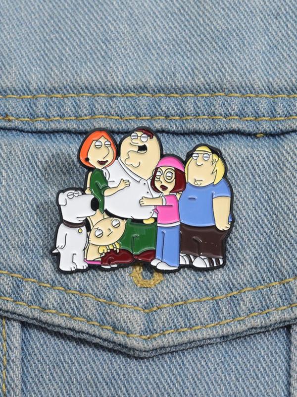 Cartoon Family Design Brooch, Cute Enamel Pin for Daily Clothing Decor, Trendy All-match & Exquisite Brooch for Birthday Gift