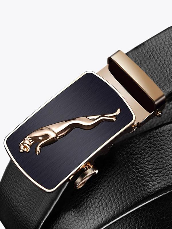 Men's Leopard Design Automatic Buckle Lychee Texture PU Leather Belt, Business Casual Waistband for Jeans, Fashion All-match Clothes Accessories without Box, Belts for Men for Gifts