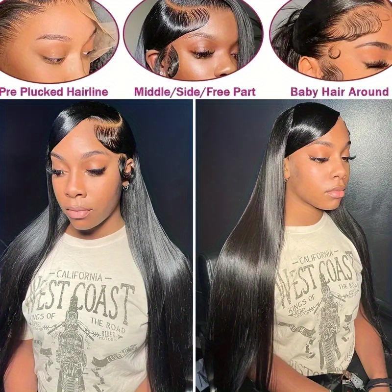 200% Density 13X4 HD Lace Front Wig Straight Lace Front Wigs Human Hair 100% Brazilian Human Hair Wig Natural 13X4 Full Edges Lace Pre-Plucked Lace Wig With Baby Hair For Women Ear To Ear Swiss HD Lace For Natural Looking