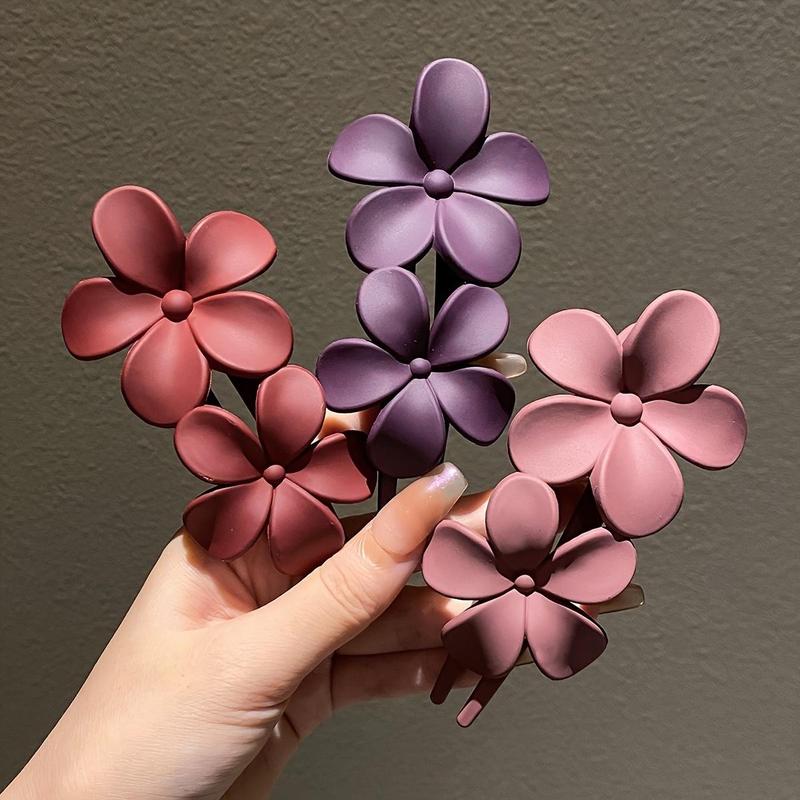 Flower Design Hair Clip, 3 Counts set Cute Matte Hair Accessories for Women & Girls, Elegant All-match Fashion Accessories for Daily Wear, Party Gifts