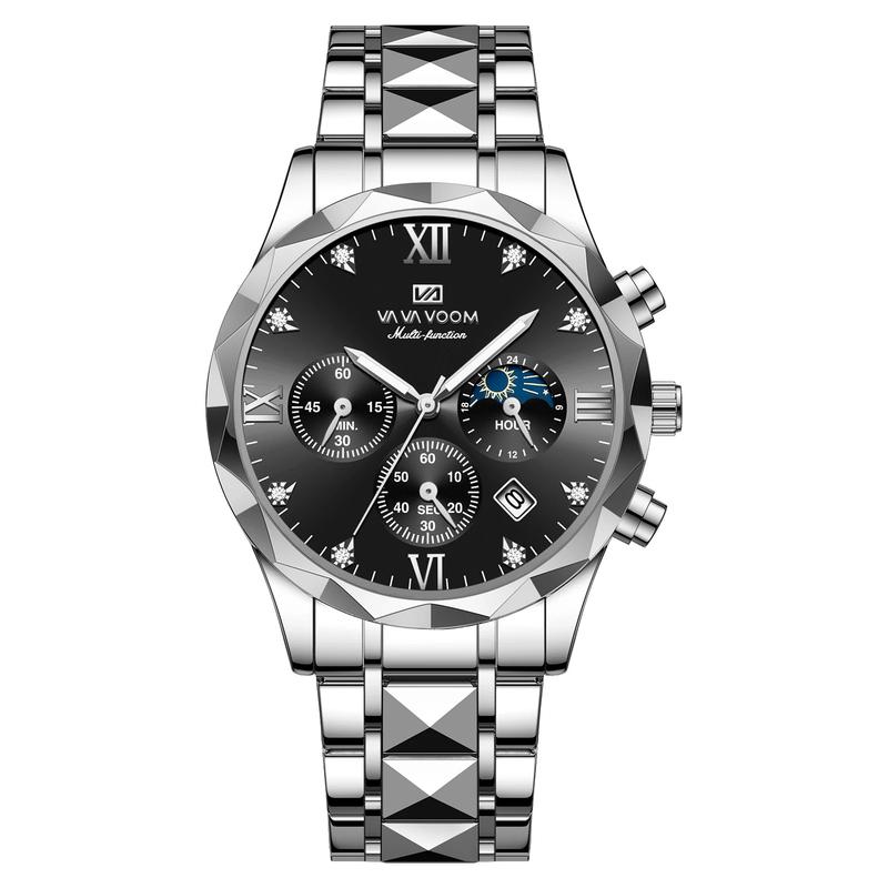 VA VA VOOM 2024 New Fashion Date Chronograph Wrist Quartz Watch For Men Wholesale Stainless Steel Band Luminous Sport Watches