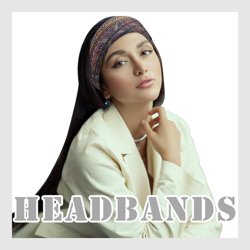 Boho Headbands for Women Wide Knotted Head Bands  Floral Printed Turban Striped Bandanas Stretchy Workout Yoga Hairbands Fashion Hair Accessories for Girls 3 count