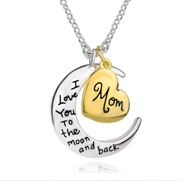 Mom, I Love You to The Moon and Back, Necklace - Crecent Moon and Heart, Great Mothers Day Neckalce