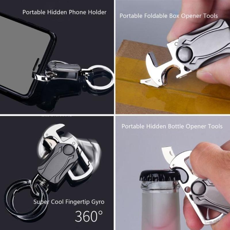 4 In 1 Car Key Chain, Portable Car Keychain, Multifunctional Car Key Ring Bottle Opener for Men & Women