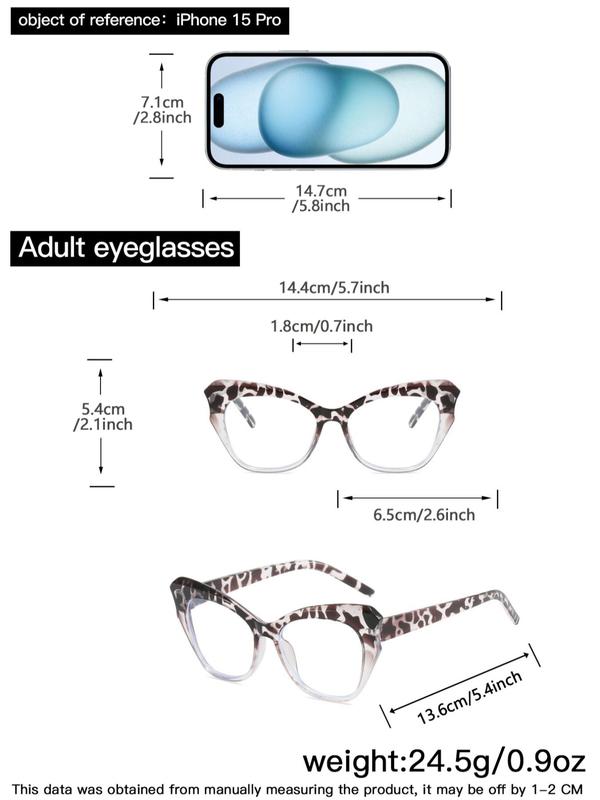 Tortoise Pattern Simple Eyeglasses for Everyday Use, Basic Cat Eye Frame Fashion Eyeglasses for Women & Men, Fashion Eyeglasses for Work, Perfect for Student Daily Use