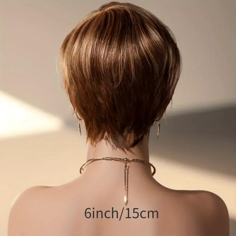 Honey Blonde Wig Short Pixie Cut Wig Human Hair For Women Full Machine Made Wigs With Bangs 6 inch P4 27 Straight Glueless Wig Human Hair Wigs 150%