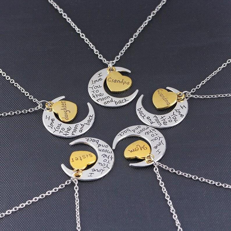 Mom, I Love You to The Moon and Back, Necklace - Crecent Moon and Heart, Great Mothers Day Neckalce