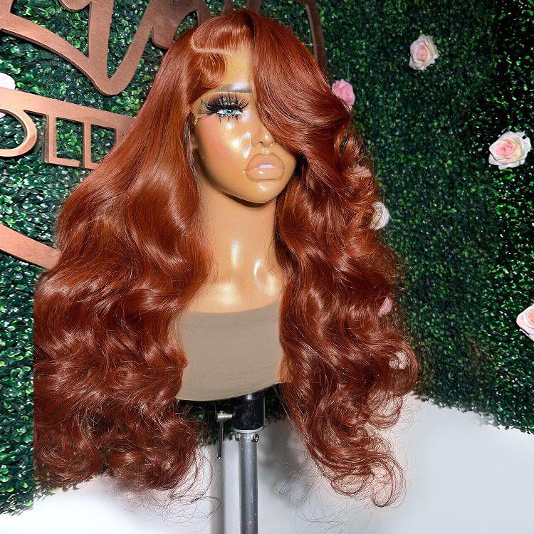 West Kiss Ready Go Glueless Wig Copper Orange Pre Cut Lace Body 7x4 Closure Wig Human Hair 13x4 Lace Front Wig Pre Plucked With Baby Hair