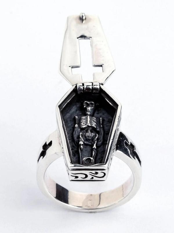 Vintage Punk Style Coffin Design Ring,  Fashion Goth Jewelry Accessories for Party, Daily Clothing Decor for Men & Women