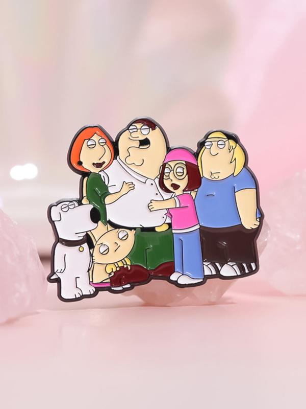 Cartoon Family Design Brooch, Cute Enamel Pin for Daily Clothing Decor, Trendy All-match & Exquisite Brooch for Birthday Gift