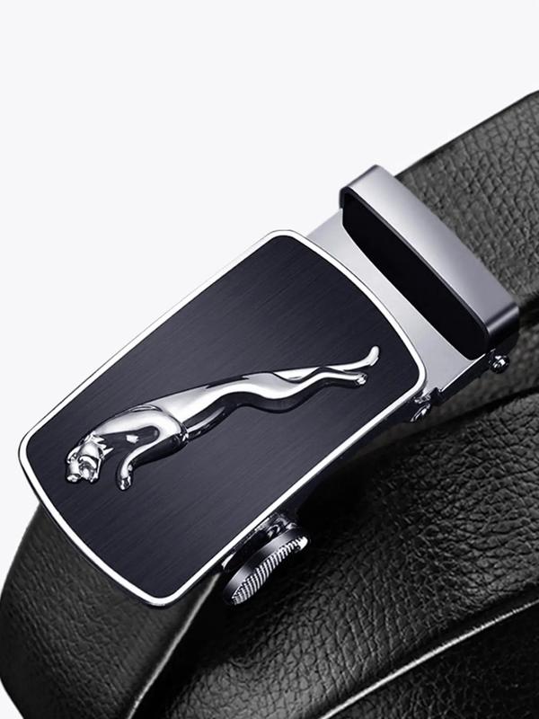 Men's Leopard Design Automatic Buckle Lychee Texture PU Leather Belt, Business Casual Waistband for Jeans, Fashion All-match Clothes Accessories without Box, Belts for Men for Gifts