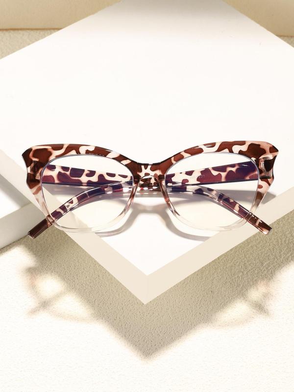 Tortoise Pattern Simple Eyeglasses for Everyday Use, Basic Cat Eye Frame Fashion Eyeglasses for Women & Men, Fashion Eyeglasses for Work, Perfect for Student Daily Use