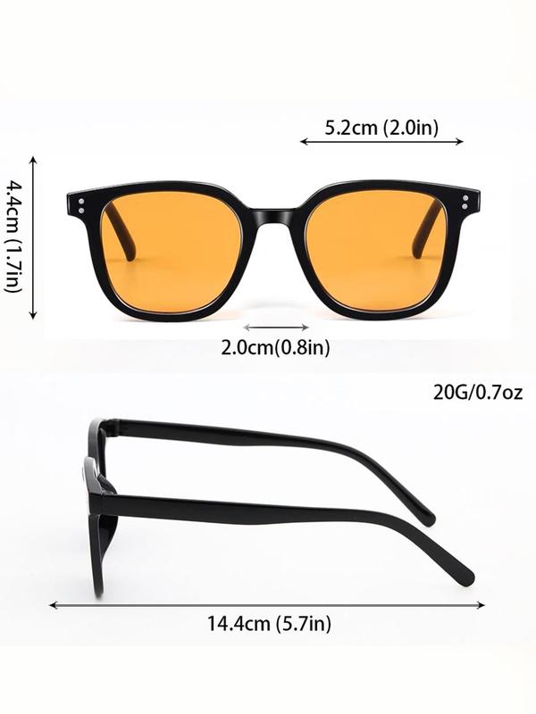 Unisex Vintage Square Frame Sunglasses, Trendy Casual Sunglasses for Travel Use, Fashion Accessories for Outdoor Activities