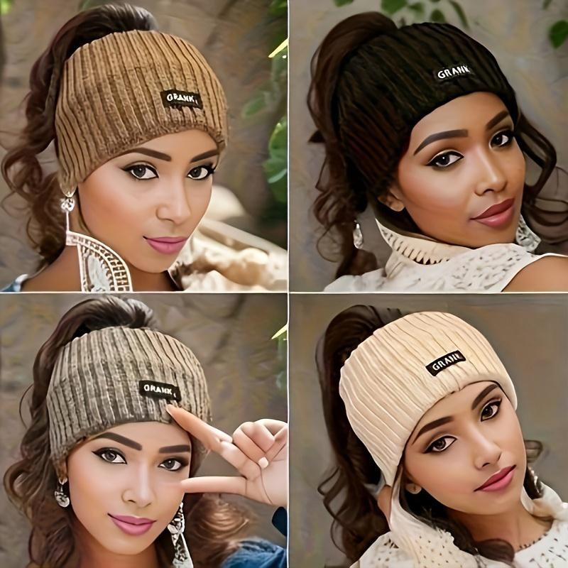 4-Pack Women's Autumn Winter Knitted Thick Warm Headbands - Fashion Minimalist Sweet Style Fabric Hairbands, Soft and Comfortable Daily Headwear with Solid Color Knitting Design