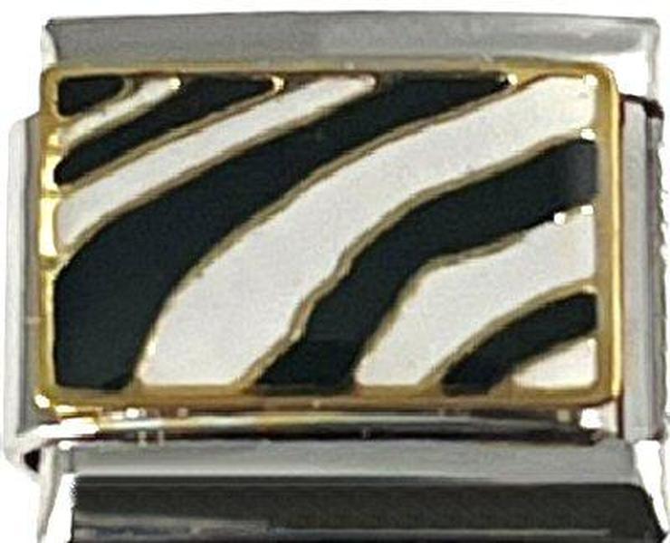 Italian Charm Link 9mm Zebra Stripes Charm