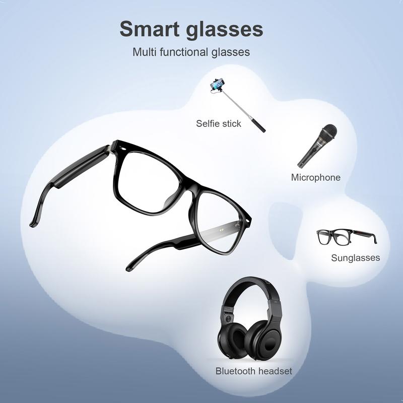 “Christmas Gift” Smart Glasses, Anti-Blue Light Glasses, Music Playback and HD Lenses, Voice-enabled Camera Control, Wireless Headset Sunglasses