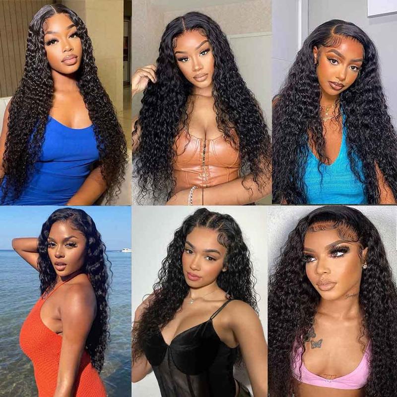 Glueless Wig Deep Wave Brazilian Ready To Wear And Go 5x5 6x4 4x6 HD Transparent Lace Front Human Hair Wig For Women Curly Pre-Cut Lace Pre Plucked Natural Hairline Sale Bling Hair 180% 30 Inch