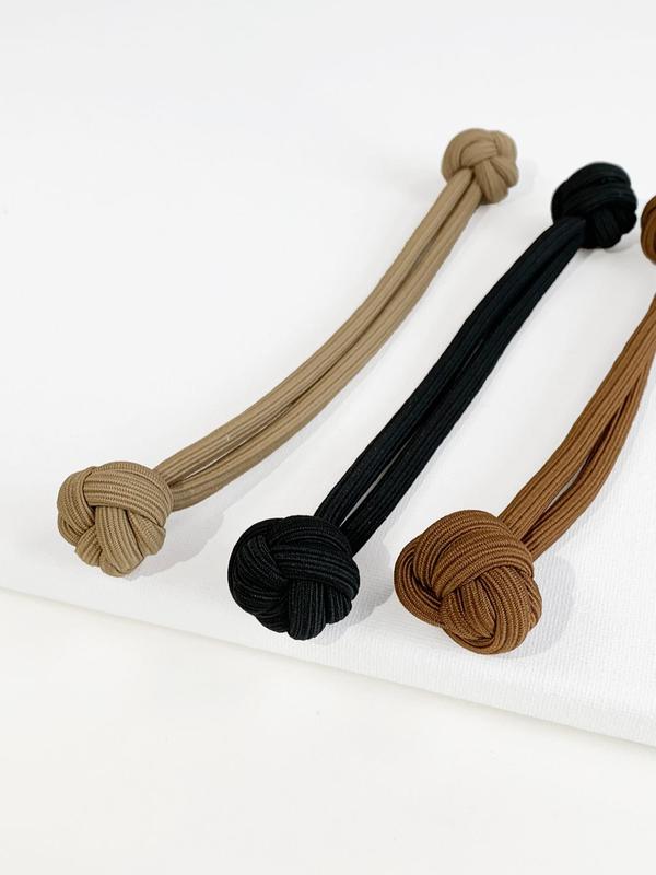 3pcs Simple Plain High Elastic Hair Ties, Knotted Rubber Bands, Casual Daily Hair Accessories For Women