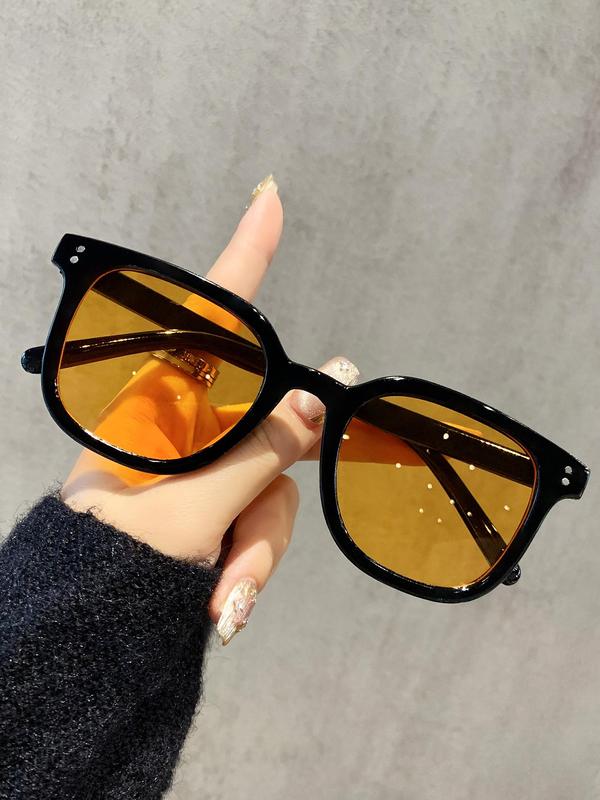 Unisex Vintage Square Frame Sunglasses, Trendy Casual Sunglasses for Travel Use, Fashion Accessories for Outdoor Activities