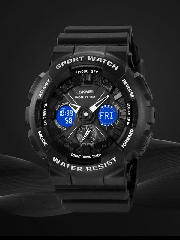 Men's Sportive Digital Watch, Fashionable Waterproof Digital Watch with Luminous Dial & Stopwatch Function, Trendy Watch for Daily Life for Birthday Gift