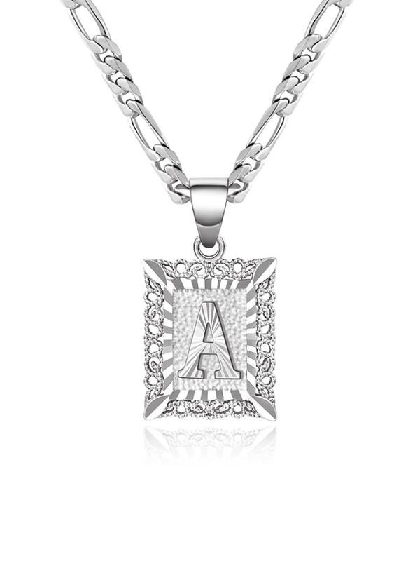 Letter A-Z Pendant Necklace for Women & Men, Stainless Steel Jewelry for Party, Daily Clothing Decor, Trendy All-match & Exquisite Jewelry for Birthday Gift