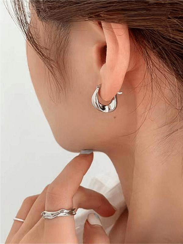 Women's Elegant Geometric Design Hoop Earrings, All-match Trendy Hoop Earrings, Fashionable Jewelry for Women for Daily & Party Decoration