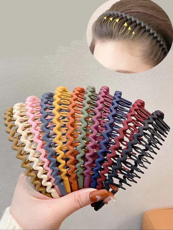 Solid Color Tooth Comb Hair Hoop, Fashionable Hair Accessories for Women & Girls, Minimalist Headwear Suitable for Thick Hair