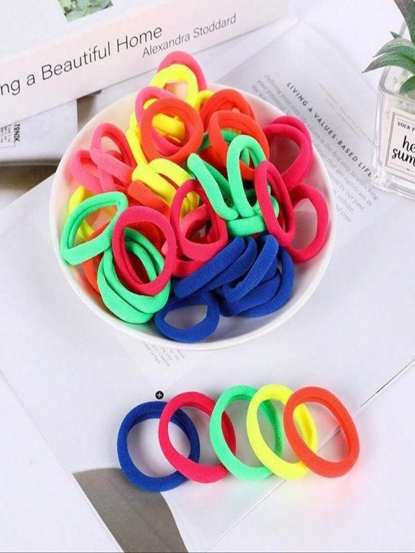 Plain Color Hair Ties As Gift for Girlfriend,  Trendy High Elasticity Rubber Band, Seamless No Crease Hair Small Ponytail Holders Scrunchies, Women Accessories