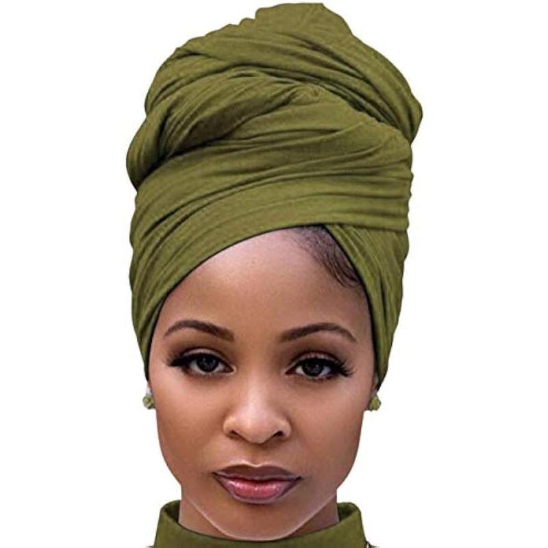 Hair Wrap for Women with Natural Hair Large Stretch Soft Edge Scarves for Braids Dreadlocks Headbands Army Green