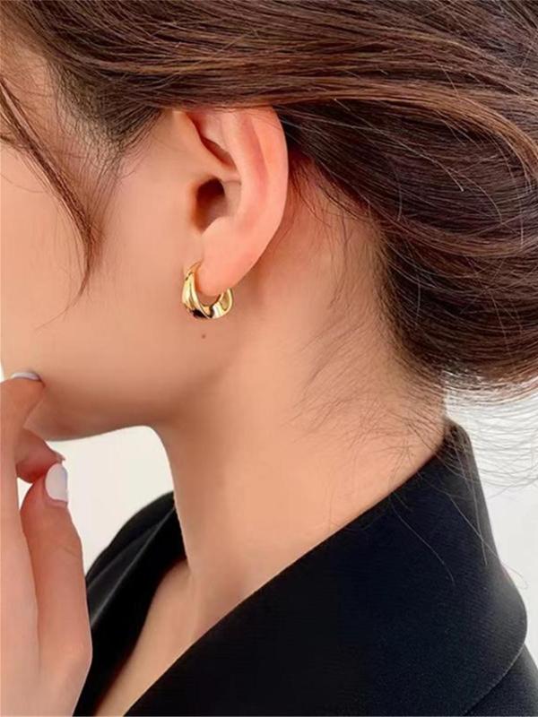 Women's Elegant Geometric Design Hoop Earrings, All-match Trendy Hoop Earrings, Fashionable Jewelry for Women for Daily & Party Decoration