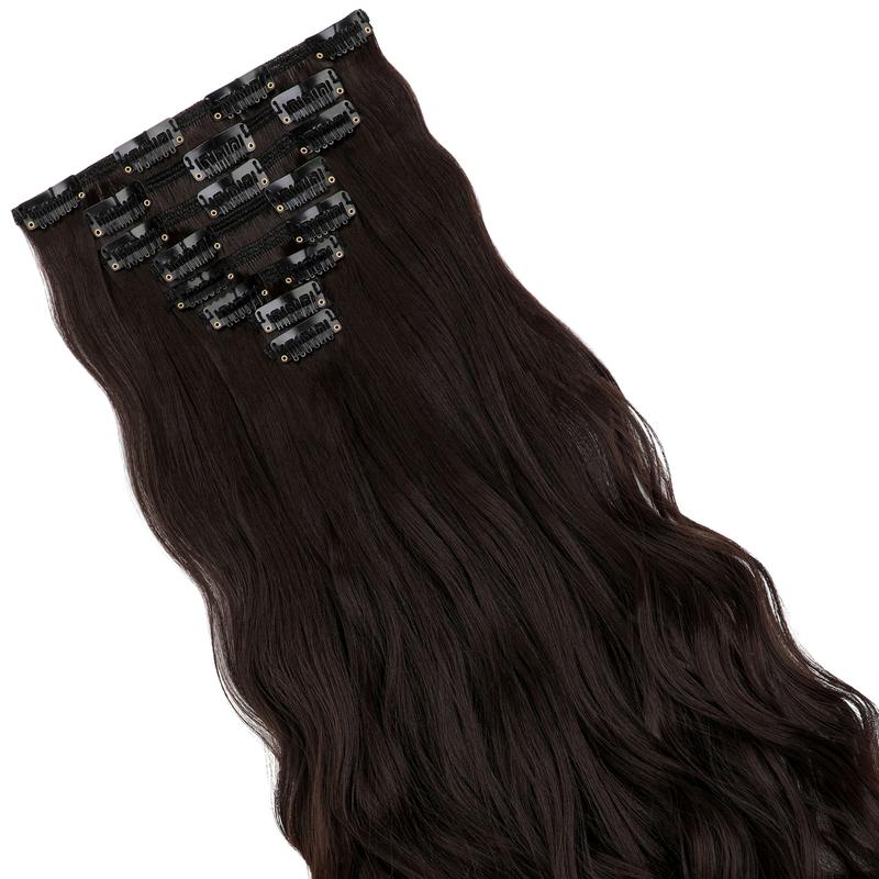 Cephemer Clip in Hair Extensions, 8 PCS  Curly Wave 24inch 130g Natural & Fluffy & Blends Well Hair Extensions, Synthetic Hairpieces Black Friday 2024 Christmas