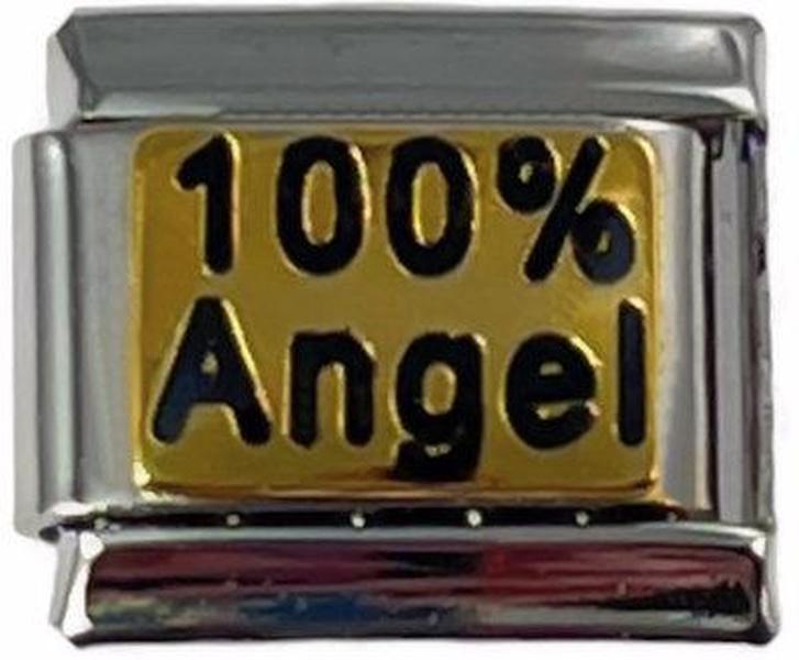 Italian Charm Link 100% Angel Black Letters Charm 9mm