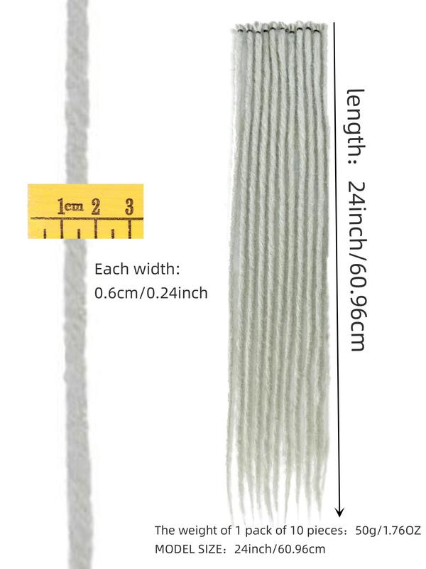 10 Strands 24 Inch Synthetic Dreadlock Extensions, 2024 Trendy Handmade Crochet Dreads Single Ended Dreads for Women's Daily, Cosplay, Anime Or Costume Party Braided Hairstyle Ideas