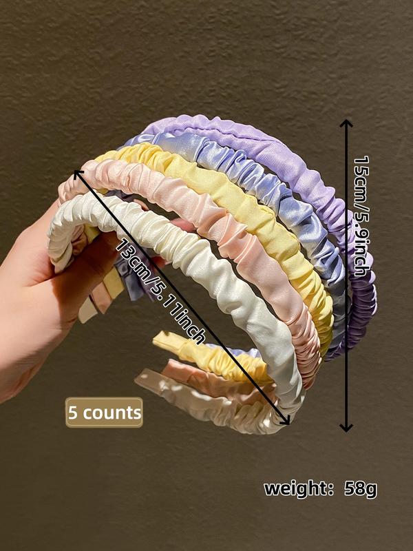 Solid Color Ruched Design Hair Hoop, 2024 New Style Casual Versatile Hair Accessories for Women, Minimalist Headwear Suitable for Thick Hair