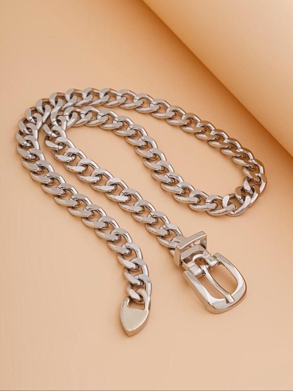 Unisex Punk Style Belt Design Chunky Chain Necklace, Street Trendy Minimalist Chain Necklace, Fashionable Hip Hop Jewelry for Party & Daily Decor for Women & Men