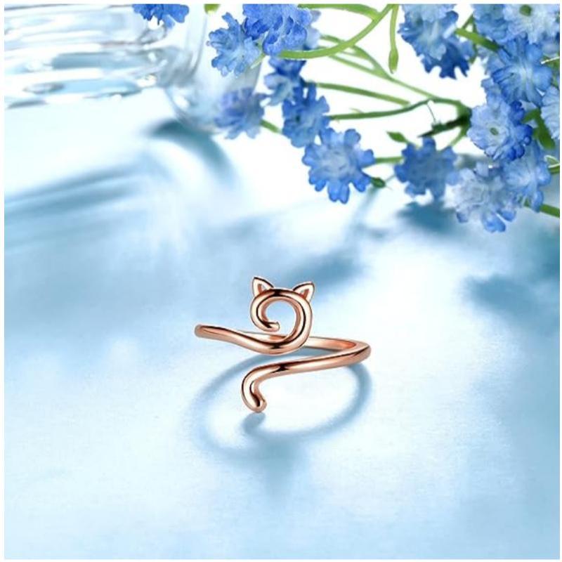 Cute Cat Design Adjustable Crochet String Ring, 2 Counts Adjustable Open Ring, Creative Knitting & Crochet Accessories for DIY