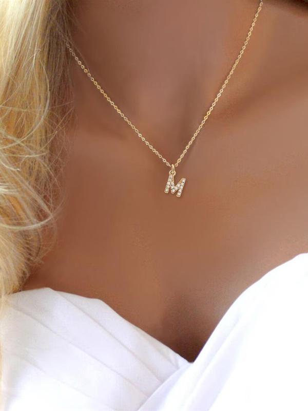 Classic Initial Necklace for Women for Gift, Stainless Steel Charm Necklace for Party, Daily Decor, Trendy All-match & Exquisite Vintage Jewelry As Gift without Box Fall