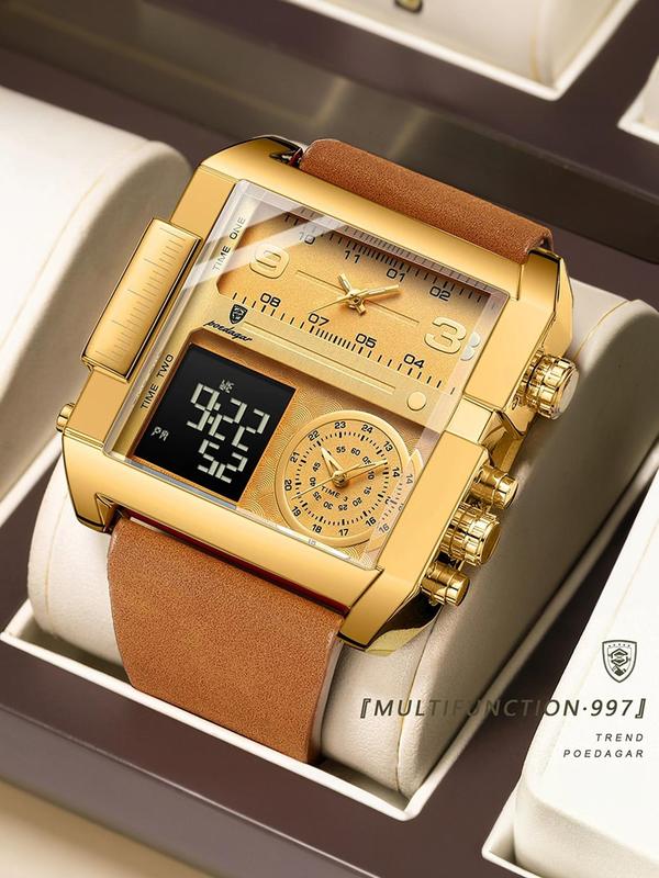 Men's Business Quartz Watch, with Date & Timing Feature, Fashion Waterproof Watch for Party, Daily Clothing Decor, Trendy All-match & Exquisite Watch for Birthday Gift with Box