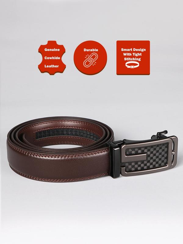 Men's Business Solid Color Automatic Buckle Belt, Fashion Belt for Party, Daily Clothing Decor, Trendy All-match & Exquisite Belt for Birthday Gift