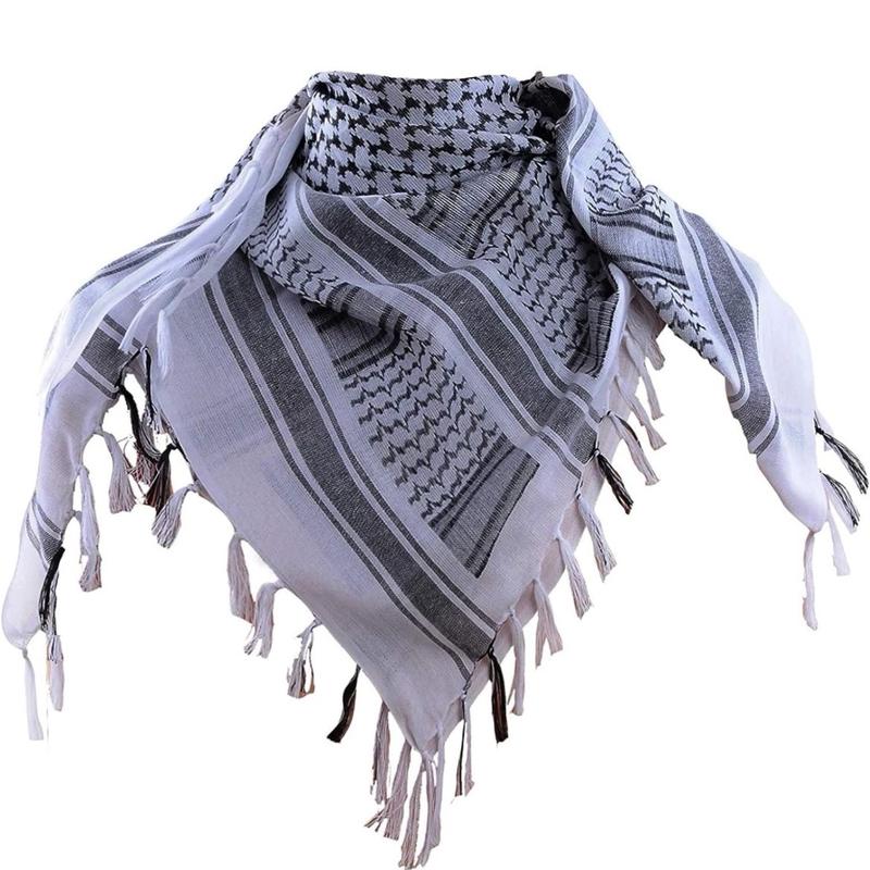 Palestine Shemagh White Black 100% Cotton Keffiyeh Scard Wrap Men and Women