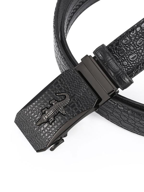 Men's Trendy Alloy Automatic Buckle Crocodile Pattern Belt, Business Casual Adjustable Belt for Work Office, Daily Clothing Decoration