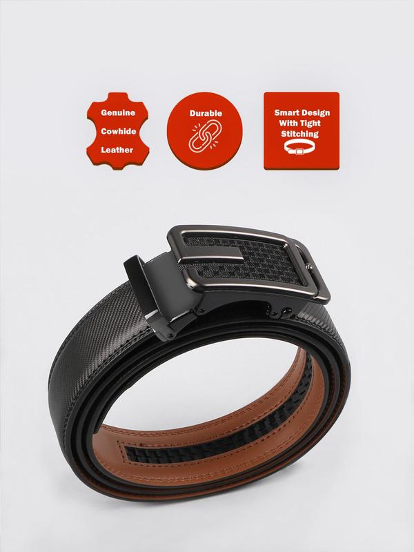 Men's Business Solid Color Automatic Buckle Belt, Fashion Belt for Party, Daily Clothing Decor, Trendy All-match & Exquisite Belt for Birthday Gift