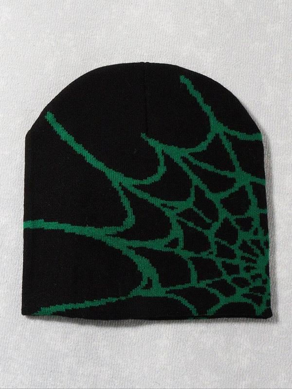 Spider Web Pattern Beanie Hat, Casual Knit Hat for Fall & Winter, Fashion Accessories for Both Men & Women