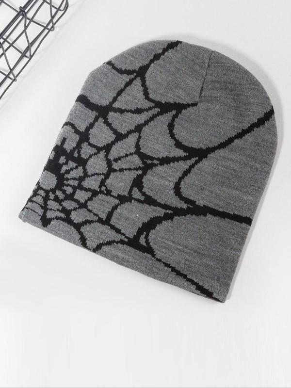 Spider Web Pattern Beanie Hat, Casual Knit Hat for Fall & Winter, Fashion Accessories for Both Men & Women