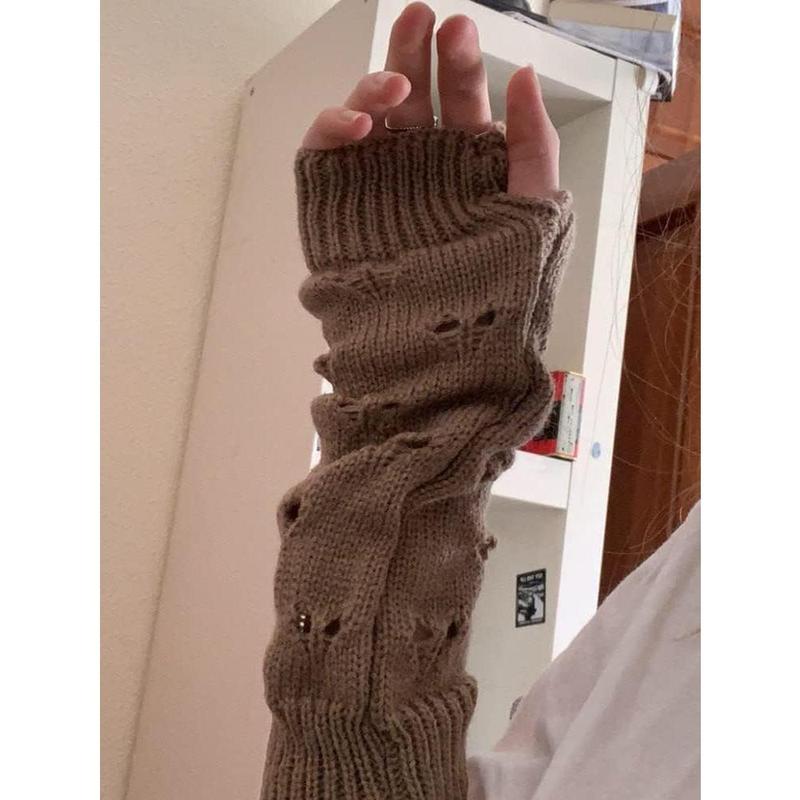 Fairy Grunge Gloves Alt Emo Goth Accessories Fingerless Ripped Long Sleeve Arm Warmers Y2k Gyaru Arm Sleeve Harajuku