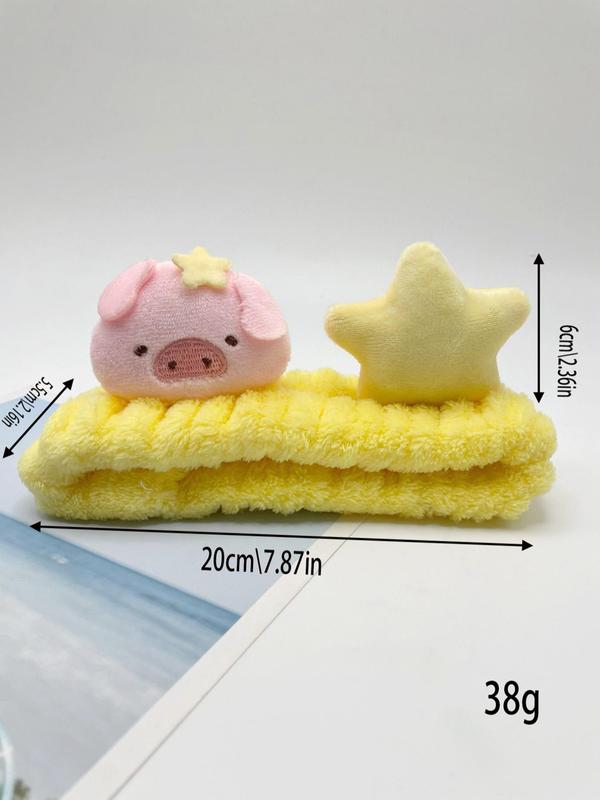 Cute Cartoon Pig & Star Design Hair Band, Soft Plush Hair Band, Fashion Hair Accessories for Women & Girls