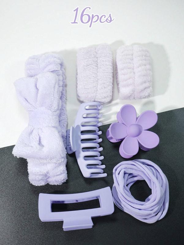 16pcs Bow Knot Fleece Headband Set with Hair Ties, Wristband, Plush Hair Ties and  Plush Scrunchies, Hair Clip Accessories