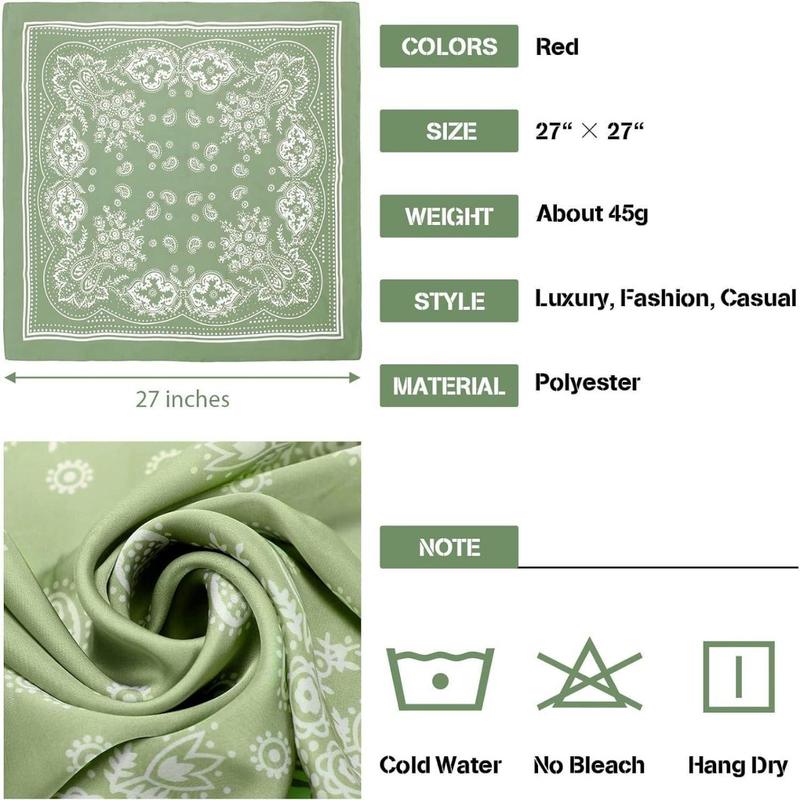 4 Pcs 27'' Square Satin Head Scarves Satin Bandanas for Women Satin Headband Scarves Silk Feeling Scarf Headwear